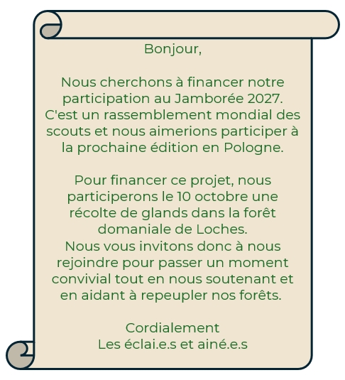 Récolte de glands pour l’ONF en soutien au projet Jamboree 2027 du groupe EEDF Loches-Beaulieu